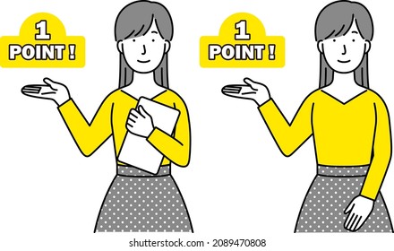 A woman who explains various points. 