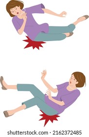 woman who falls and bruises her hips and buttocks
