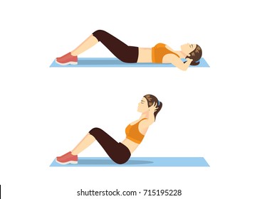 Abs Workout Women Sport Exercise Perfect Stock Vector (Royalty Free)  1228105060