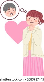 A woman who feels happy thinking of him who has a crush.