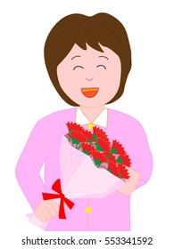 The woman who got the bouquet of the carnation in Mother's Day.