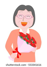 The woman who got the bouquet of the carnation in Mother's Day.