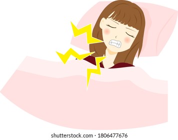Woman who grind teeth.vector illustration