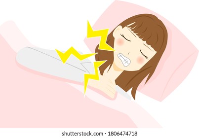 Woman who grinds her teeth. Vector illustration