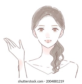 Woman who is guided. On a white background.