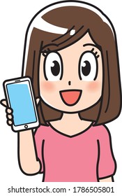 
A woman who is guiding a smartphone