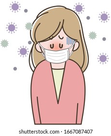 A woman who had a fever for an infectious disease, and wears a mask