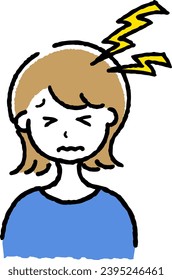 A woman who has a cold. Illustration of a person who is unwell.