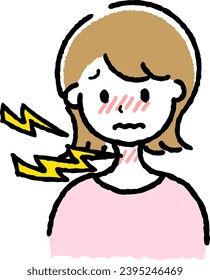 A woman who has a cold. Illustration of a person who is unwell.