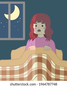 A woman who is having trouble sleeping in bed.