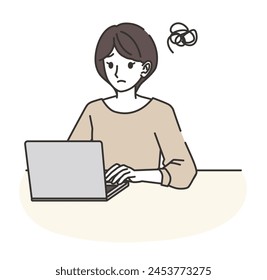 A woman who is having trouble while using a computer