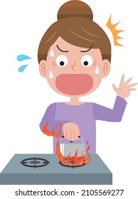 A woman who is impatient with the ignition of clothes