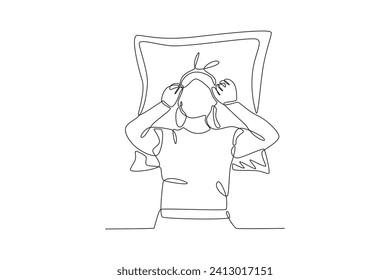 A woman who just woke up. World sleep day one-line drawing