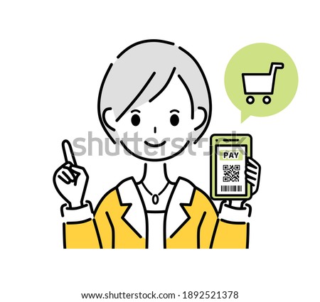 A woman who makes cashless payments.