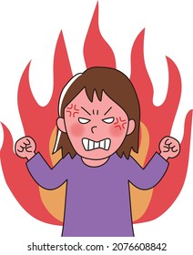 A woman who makes her face bright red and is in a rage