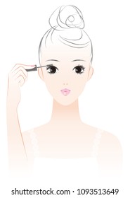 A woman who makes a makeup. Apply mascara.