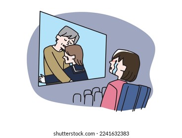 A woman who is moved to tears by a movie
