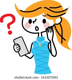 A woman who operates a smartphone.