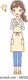 The woman who put on an apron. She thought of a wonderful idea.