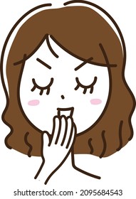 A woman who puts her hand on her mouth and laughs loudly