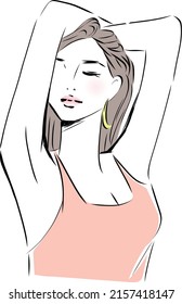 A woman who raises her arms and stretches svg