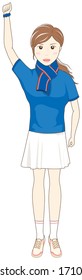 A woman who raises her hand and does her best