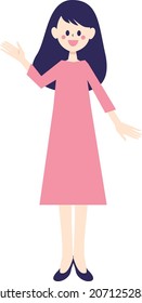 A woman who raises her hand and greets