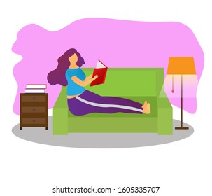 A woman who is reading vector illustration