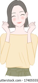 
A woman who rejoices in a guts pose