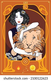 La mujer que representa la Ilustración de Signos del Horóscopo al estilo Art Nouveau con signo de zodiaco. Ilustración vectorial.