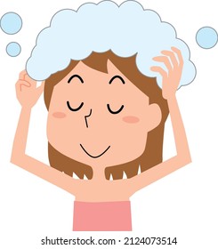 A woman who shampoos and cares for her hair