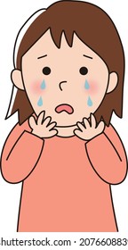 
A woman who sheds tears and is sad