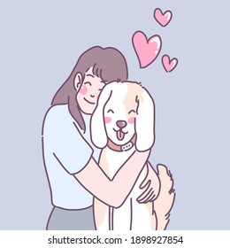 A woman who shows love for dogs by hugging