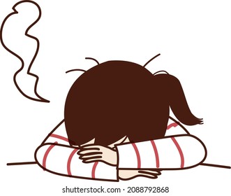 A woman who sighs while prostrating.