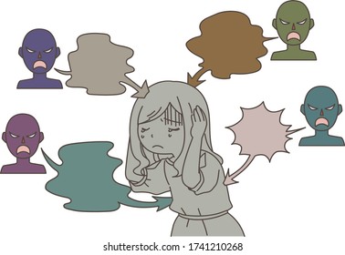 A woman who is slandered and saddened