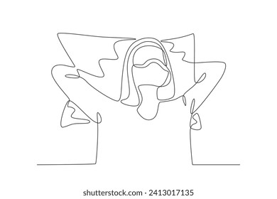 A woman who sleeps at work. World sleep day one-line drawing