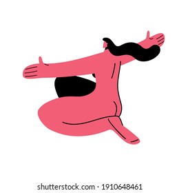 Woman who spread her arms to the sides. Feminist activists are a symbol of strength, equality and rebellion. Flat vector illustration.