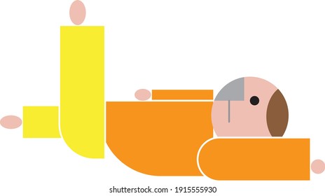 A woman who takes a posture to raise and lower Pilates legs while wearing a mask