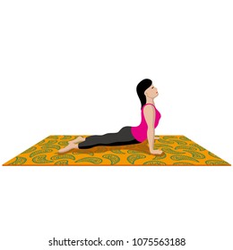 A woman who takes a yoga pose