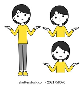 A woman who is in trouble with both hands raised