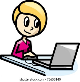 woman who is using computer