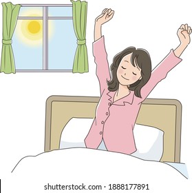 A woman who wakes up comfortably in the morning