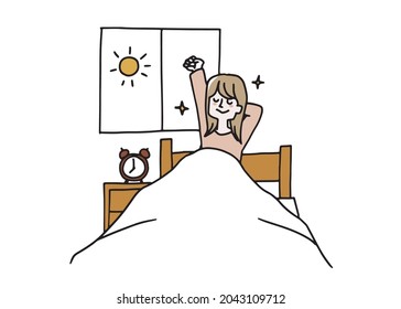 A woman who woke up comfortably
