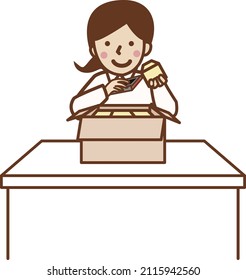 A woman who works with goods.