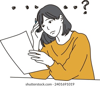 A woman who is worried about documents