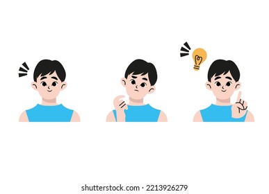 A woman who is worried and a woman who has solved it. Flat vector illustration isolated on white background