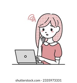 A woman who worries in front of a computer