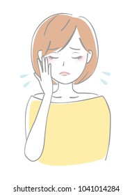 Woman whose eyes are swollen