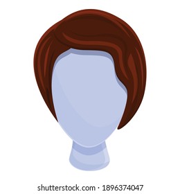 Icono de peluca femenina. Caricatura del icono del vector de peluca para el diseño web aislado en fondo blanco