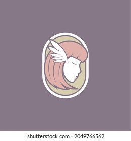 woman and wings logo, beautiful woman logo, simple valkyrie logo. vector illustration for business logo or icon